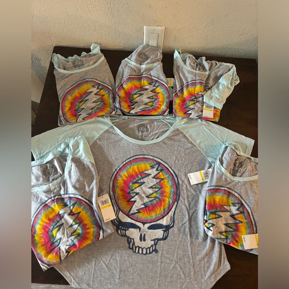 Six Grateful Dead NWT Reseller Lot Women’s M Baseball Style Tees ⚡️⚡️